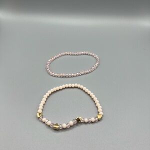 ❤️3/$8❤️ Beaded Bracelet Duo in Cream and Gold - HANDMADE #200